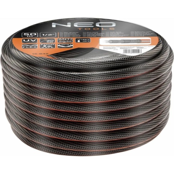 Садовый 6-слойный шланг NEO Tools PROFESSIONAL 1/2" x 50 м 15-842 Садовый 6-слойный шланг NEO Tools PROFESSIONAL 1/2" x 50 м 15-842