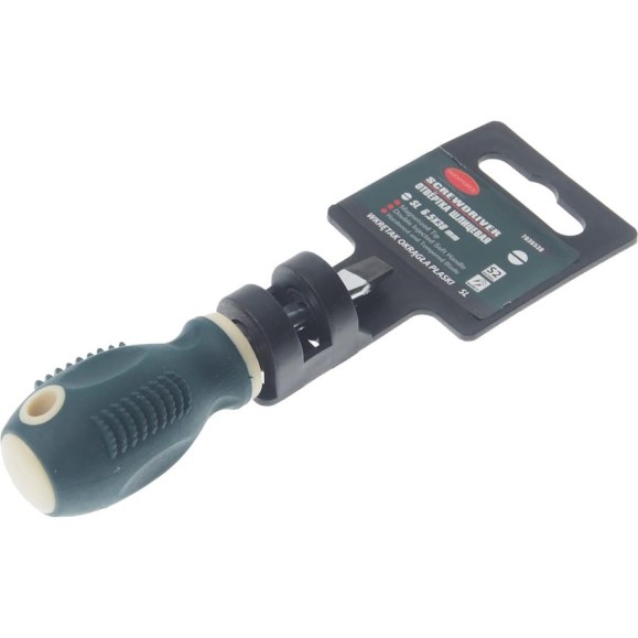 Шлицевая магнитная отвертка Rockforce Profi S2 SL6.5х38мм, в пластиковом держателе RF-7036538(27188)