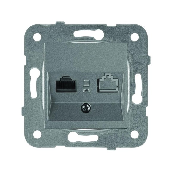 Компьютерная розетка Panasonic МОДУЛЬ RJ45, категория 5e, темно-серый Karre Plus WKTT0404-2DG