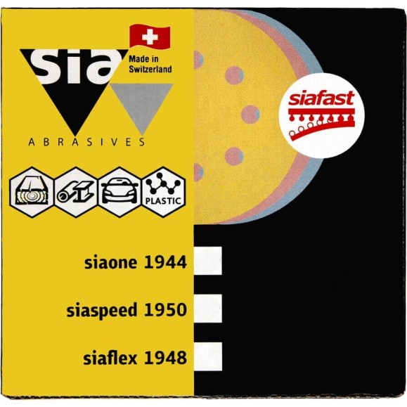 Круг шлифовальный на липучке siaspeed 1950 (50 шт; 125 мм; без отверстий; P180) sia Abrasives ss50-125-0-180
