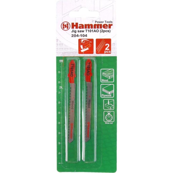 Пилка T101AO Flex JG WD (2 шт; 56 мм; шаг 1.4 мм; HCS) для лобзика HAMMER 30570 204-104