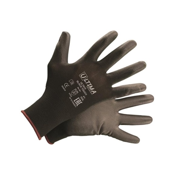 Нейлоновые перчатки с полиуретановым покрытием ULTIMA BLACK TOUCH черные ULT615/XXL