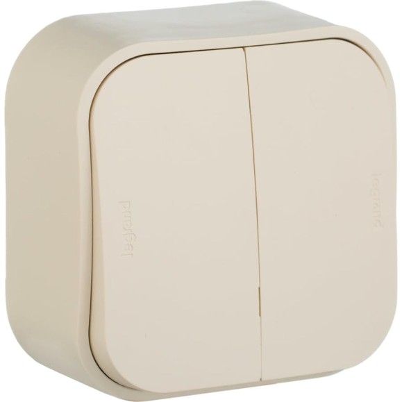 Переключатель Legrand двухклавишный Legrand Quteo IP20 10A 250В винтовые зажимы накладной монтаж слоновая кость 782236