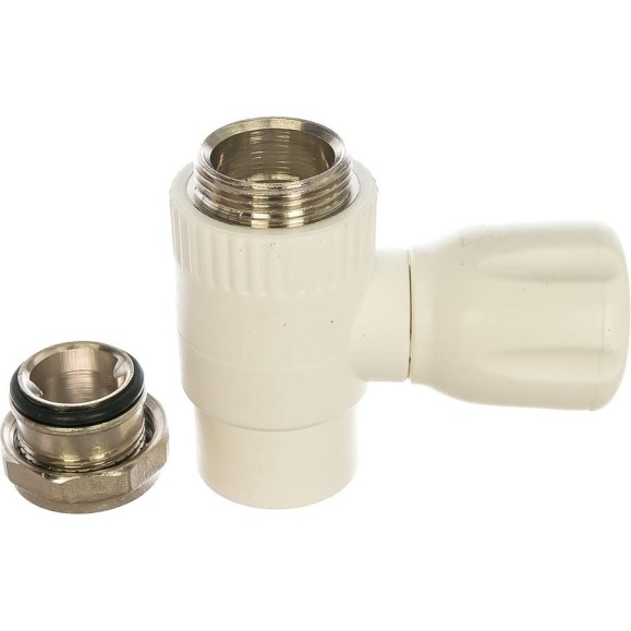 Шаровой кран для радиатора PRO AQUA PP-R прямой белый d-25 мм 3/4" PA41010b