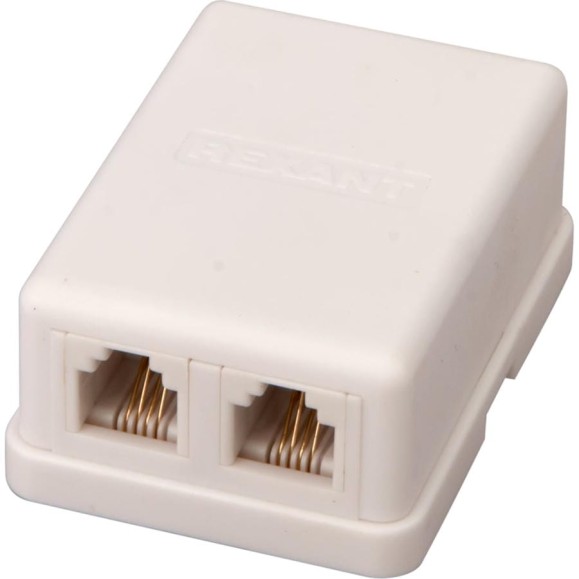 Телефонная розетка Rexant 2 порта UTP, RJ-14 (6P4C), CAT 3, внешняя 03-0002 Телефонная розетка Rexant 2 порта UTP, RJ-14 (6P4C), CAT 3, внешняя 03-0002