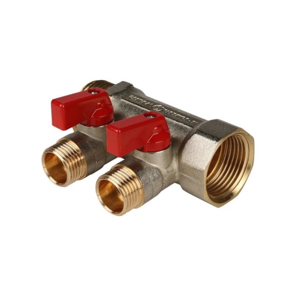 Коллектор с шаровыми кранами STOUT 1, 2 отвода 1/2 SMB 6200 011202 RG008S258GVE4N
