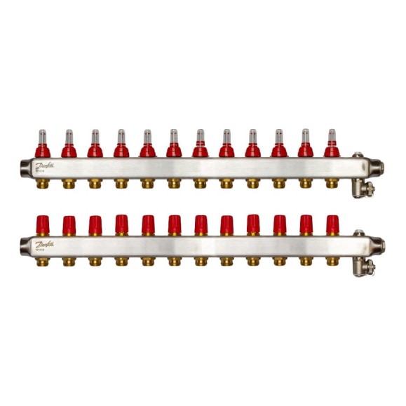 Коллекторы Danfoss SSM-12F с расходомерами 12 контуров 088U0762