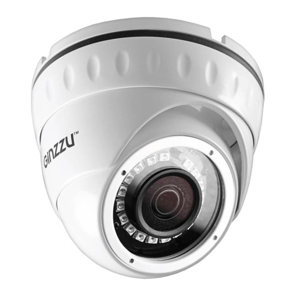 Камера GINZZU HAD-2035O, AHD 2.0Mp OV2710, 3.6mm, купол, IR 20 м, IP66, металл 14083