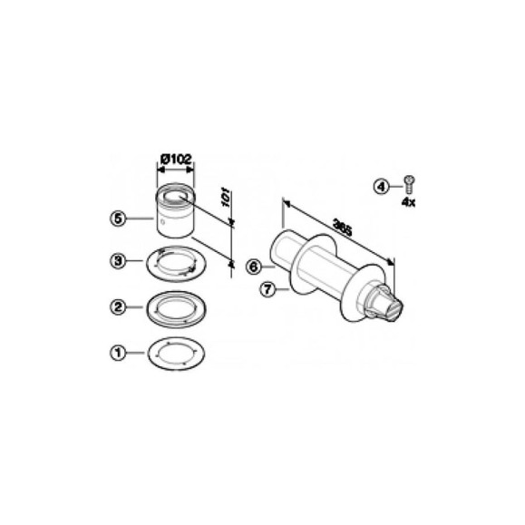 Горизонтальный дымоход Bosch DN60/100 с подключением к котлу 7736995083