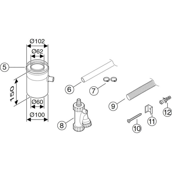Горизонтальный элемент для отвода конденсата DN60/100 Bosch 7736995087 Горизонтальный элемент для отвода конденсата DN60/100 Bosch 7736995087