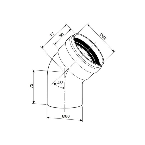 Угловое колено DN80 (45 град) Bosch 7736995106