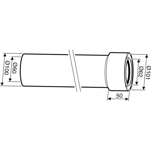 Удлинительный элемент DN60/100 (750 мм) Bosch 7736995063 Удлинительный элемент DN60/100 (750 мм) Bosch 7736995063