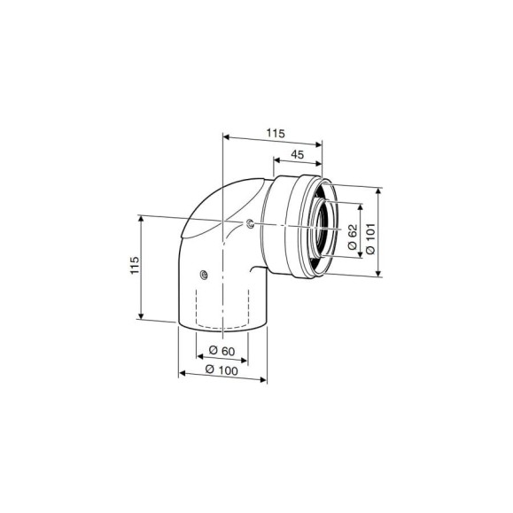 Угловое колено c ревизионным отверстием DN60/100 (90 град) Bosch 7736995093