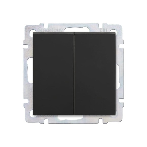 Проходной выключатель Smartbuy 2-клавишный 10А черный Нептун SBE-05b-10-SW22-0