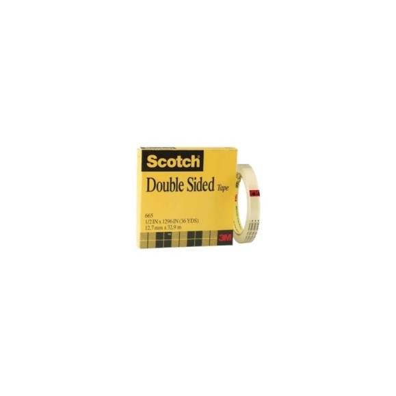 Двусторонняя клейкая лента Scotch 665 в коробочке, 12,7мм х 33м 7000050039