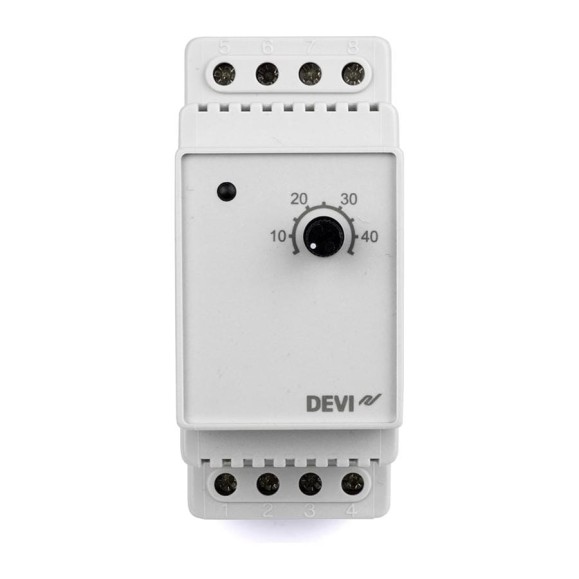Терморегулятор DEVIreg D-330 +5C-+45C на шину DIN, с датчиком на проводе, 16А DEVI 140F1072 Терморегулятор DEVIreg D-330 +5C-+45C на шину DIN, с датчиком на проводе, 16А DEVI 140F1072