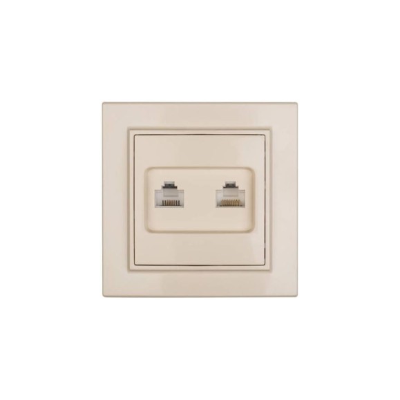 Розетка EKF Минск Phone+RJ-45, СП, бежевый, SQ ERK00-135-20