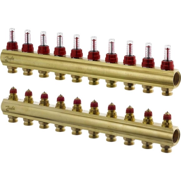 Коллекторы Danfoss FHF-10F с расходомерами для 10 контуров 088U0530 Коллекторы Danfoss FHF-10F с расходомерами для 10 контуров 088U0530