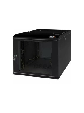 Настенный разборный шкаф TLK 19, 6U, стеклянная дверь, черный TWI-066035-R-G-BK