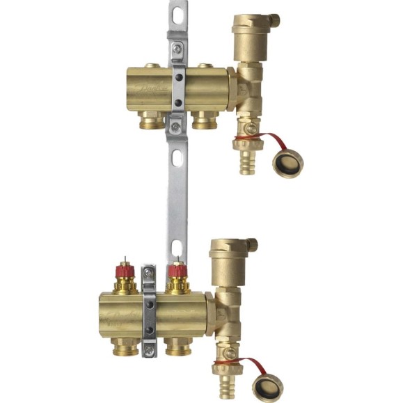Комплект коллекторов Danfoss FHF-2 set с кронштейнами и воздухоотводчиками 2 контура 088U0702