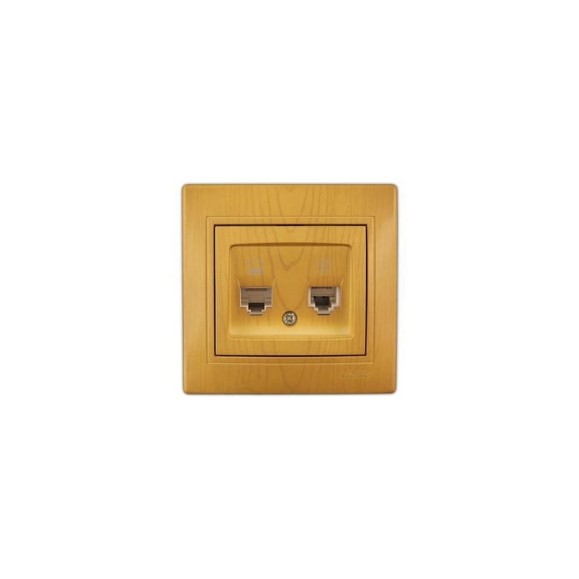 Двойная розетка, комп.+телеф.,RJ11/RJ45, СП, ольха Lezard Мира 701-0701-143