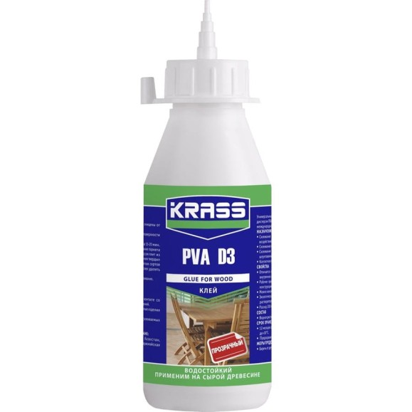 Водостойкий клей KRASS PVA D3 для древесины 0,2 л 90003546813