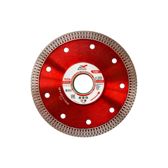 Диск алмазный TURBO GLASS PREMIUM (125х1.2х10х22.23 мм) SKYWER SK-TGP12522 Диск алмазный TURBO GLASS PREMIUM (125х1.2х10х22.23 мм) SKYWER SK-TGP12522
