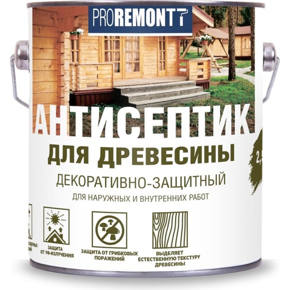 Антисептик Proremontt деревозащитное средство орех 2,5 л Лк-00004637 Антисептик Proremontt деревозащитное средство орех 2,5 л Лк-00004637