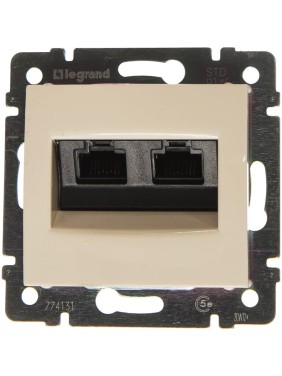 Розетка Legrand компьютерная двойная RJ45 категория 5e UTP Legrand Valena с захватами слоновая кость 774131