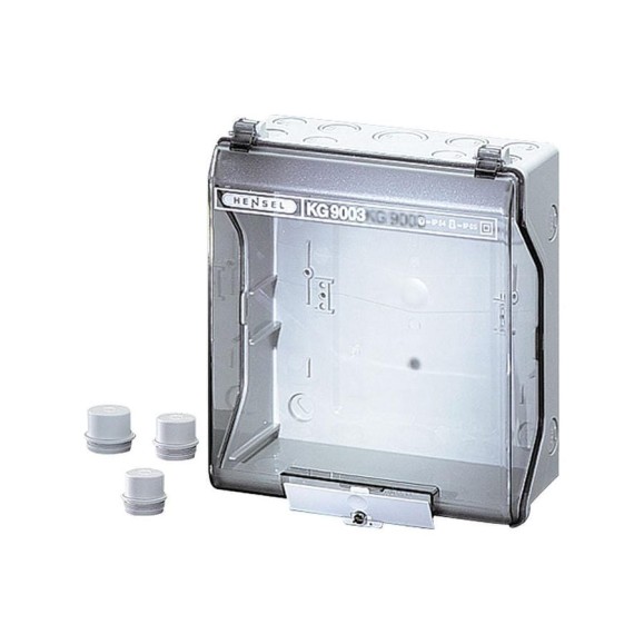 Пустой бокс HENSEL 253x217x115 IP55/IP65 пластиковый прозрачная пломбируемая дверь серый 3300141
