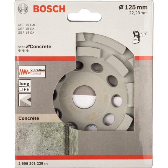 Алмазная чашка двухрядная по бетону (125х22.2 мм) Bosch 2608201228 Алмазная чашка двухрядная по бетону (125х22.2 мм) Bosch 2608201228
