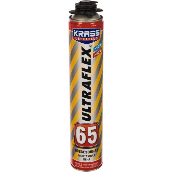 Монтажная пена KRASS ULTRAFLEX 65 Пистолетная Всесезонная 0,82л Республика Беларусь 0005281