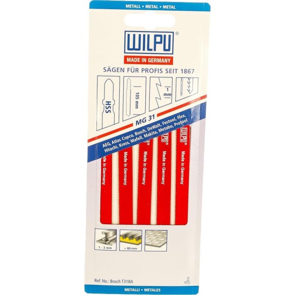 Пилка по металлу MG 31 5 шт. WILPU 257000005 Пилка по металлу MG 31 5 шт. WILPU 257000005
