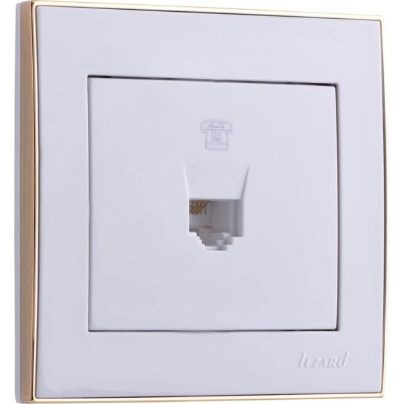 Телефонная розетка LEZARD RAIN евро белый с бок. вст. золото 703-0226-137 Телефонная розетка LEZARD RAIN евро белый с бок. вст. золото 703-0226-137