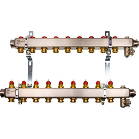 Комплект коллекторов Danfoss SSM-9 с кронштейнами для 9 контуров 088U0979 Комплект коллекторов Danfoss SSM-9 с кронштейнами для 9 контуров 088U0979