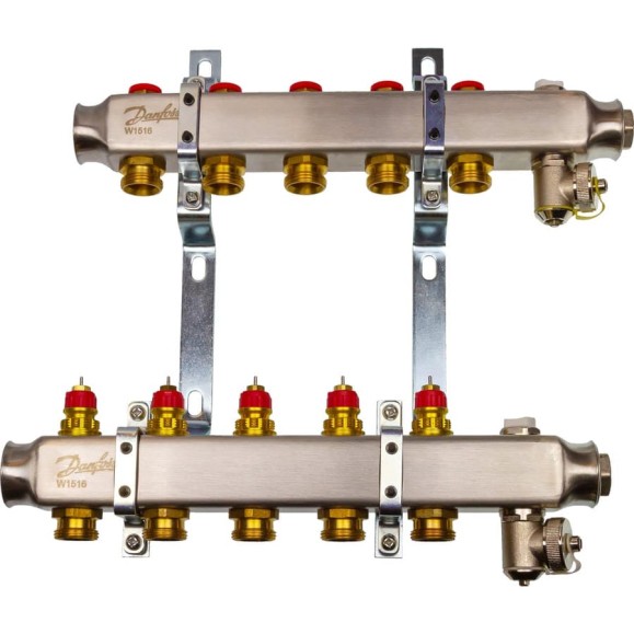 Комплект коллекторов Danfoss SSM-5 с кронштейнами для 5 контуров 088U0975 Комплект коллекторов Danfoss SSM-5 с кронштейнами для 5 контуров 088U0975