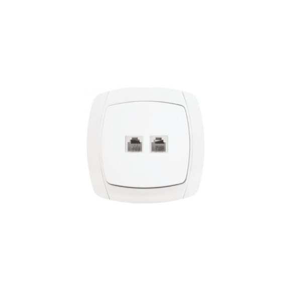 Розетка Phone EKF Париж 2-местная белая Simple SQ EST01-134-10