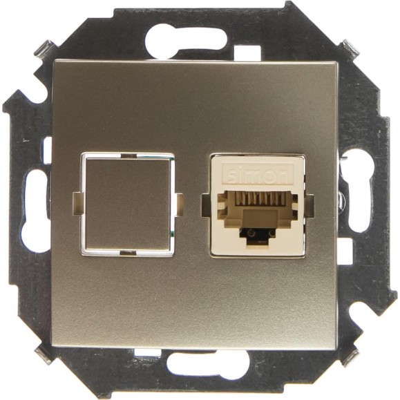 Компьютерная розетка Simon RJ45 кат.5е, Systimax, шампань 1591598-034 Компьютерная розетка Simon RJ45 кат.5е, Systimax, шампань 1591598-034