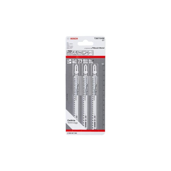 Пилка для лобзика T367XHM (132 мм; 3 шт.) Bosch 2608667562