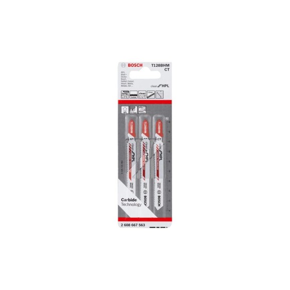 Пилка для лобзика по пластику T128BHM (92 мм; 3 шт.) Bosch 2608667563