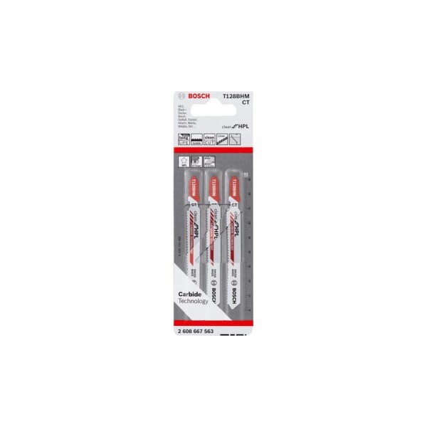 Пилка для лобзика по пластику T128BHM (92 мм; 3 шт.) Bosch 2608667563