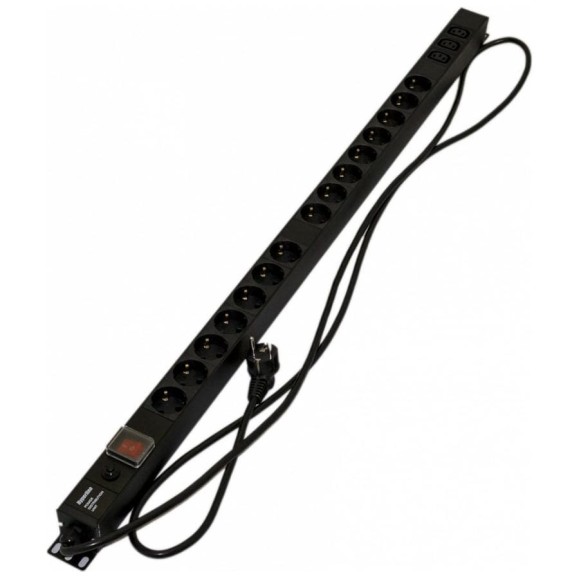 Блок розеток Hyperline SHE-15SH-3IEC-SF-2.5EU 15 розеток 396993