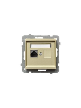 Компьютерная розетка Ospel Sonata 1-я, категория 5e, RJ-45, без рамки, шампанский золотой GPK-1R/K/m/39