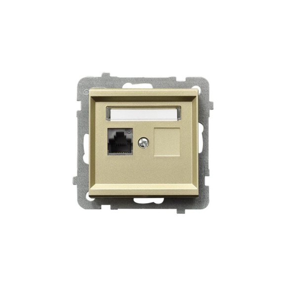 Компьютерная розетка Ospel Sonata 1-я, категория 5e, RJ-45, без рамки, шампанский золотой GPK-1R/K/m/39