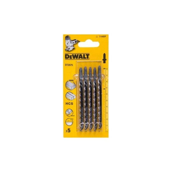 Пилки HCS по дереву 100х68х4.0 мм, T144DP, 5 шт. DEWALT DT2075 Пилки HCS по дереву 100х68х4.0 мм, T144DP, 5 шт. DEWALT DT2075