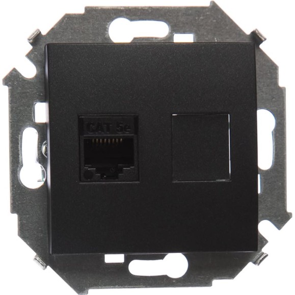 Компьютерная розетка Simon RJ45 кат.5e AMP, графит 1591551-038 Компьютерная розетка Simon RJ45 кат.5e AMP, графит 1591551-038