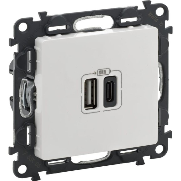 Зарядное устройство Legrand Valena Life с 2-мя USB-разьемами тип A-тип бел. Leg 753106