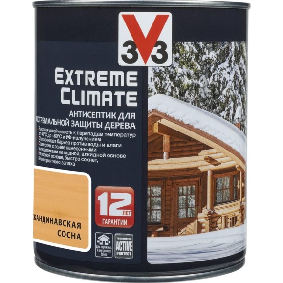 Акриловый антисептик для дерева V33 EXTREME CLIMATE полуглянец, скандинавская сосна 117423