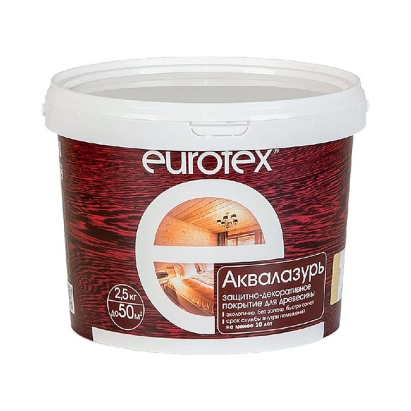 Защитно-декоративное покрытие для древесины Eurotex Аквалазурь Ваниль, полуглянцевое, 2.5 кг 48781