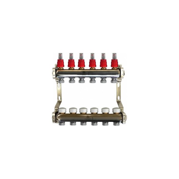 Коллекторный блок для теплого пола 1x3/4EU отв.-6 Gekon GK 74106